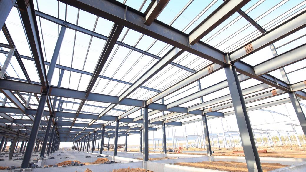 Steel frame Industrial structure being built