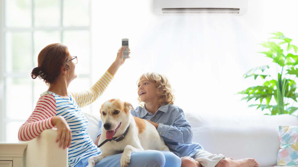 residential ventilation mum dog and child on sofa