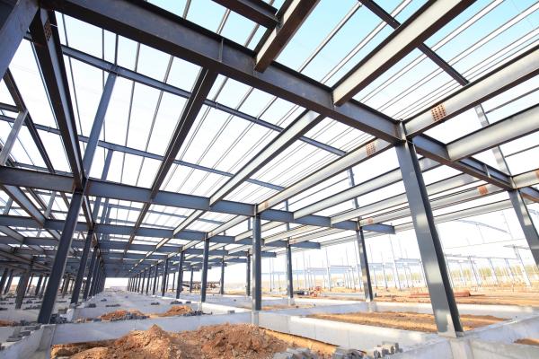Steel frame Industrial structure being built