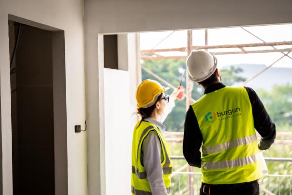 back of building contractors on site