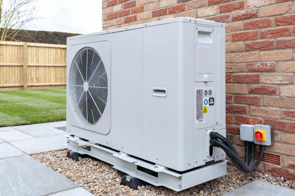 residential heat pump outside home
