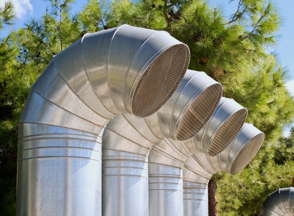 Four large air ducts in a row