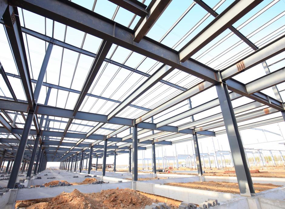 Steel frame Industrial structure being built