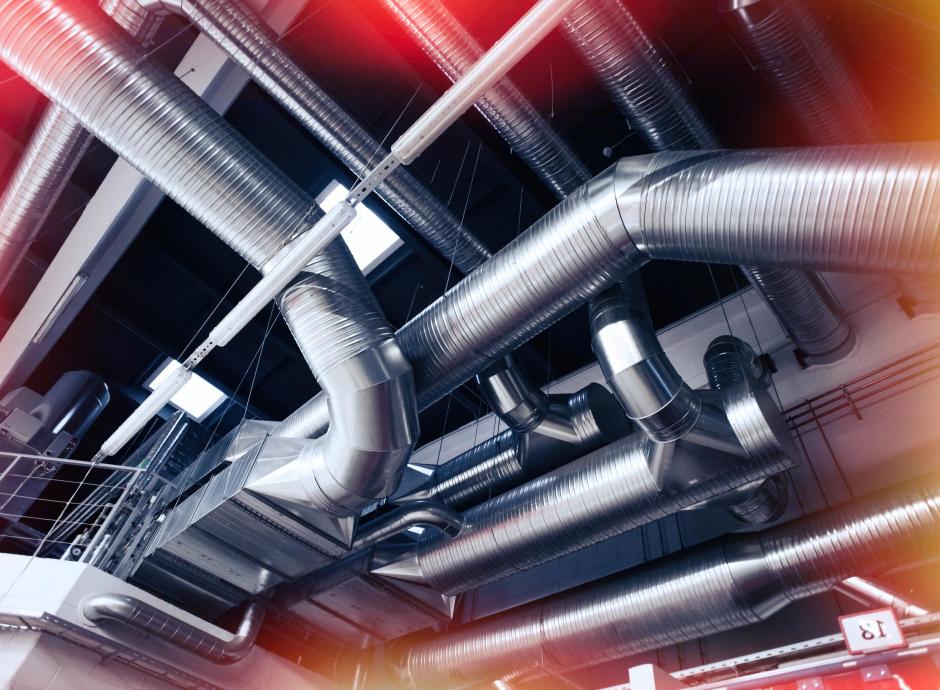 LEV tubes and Pipes in industrial ceiling