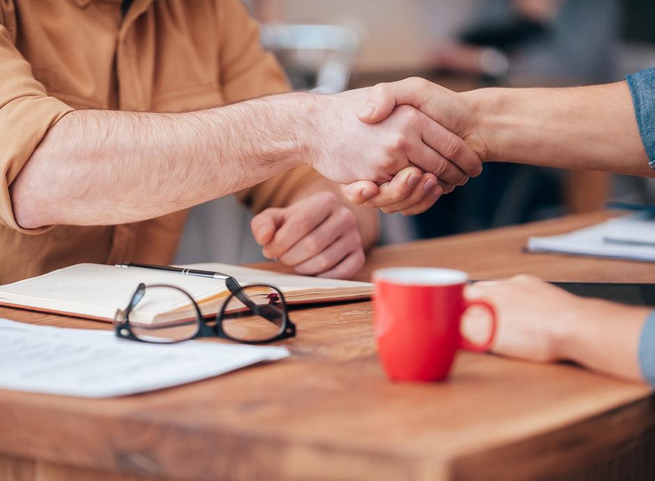 Close up shot of a handshake