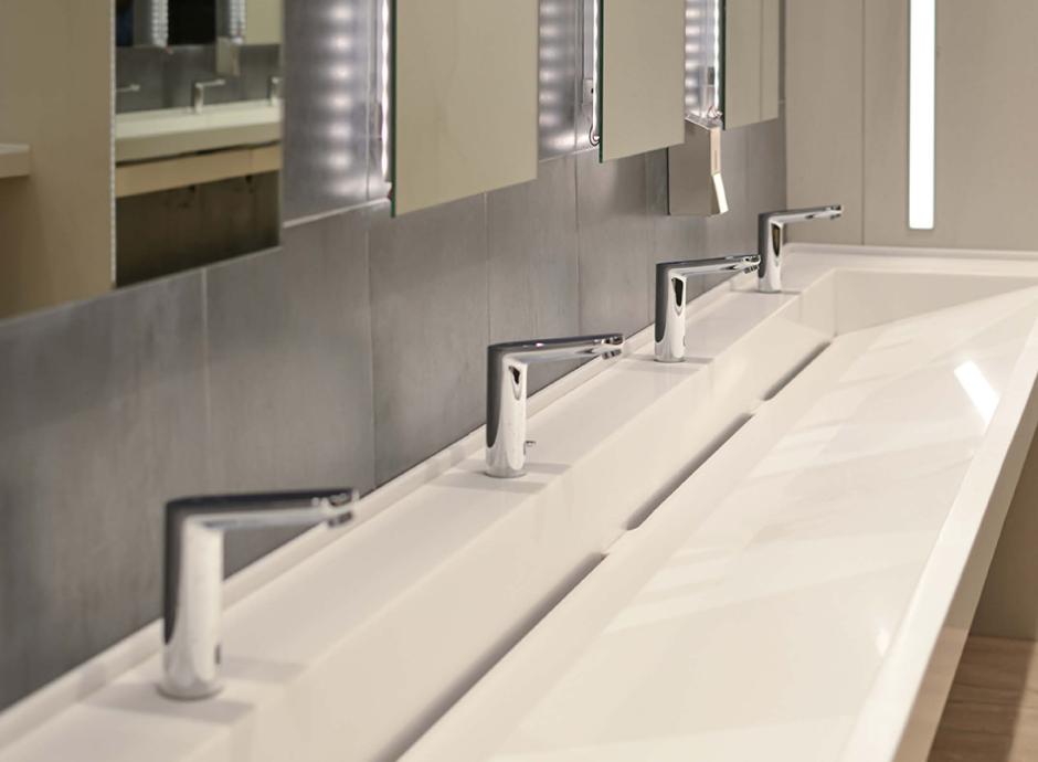Commercial plumbing bathroom basin and taps