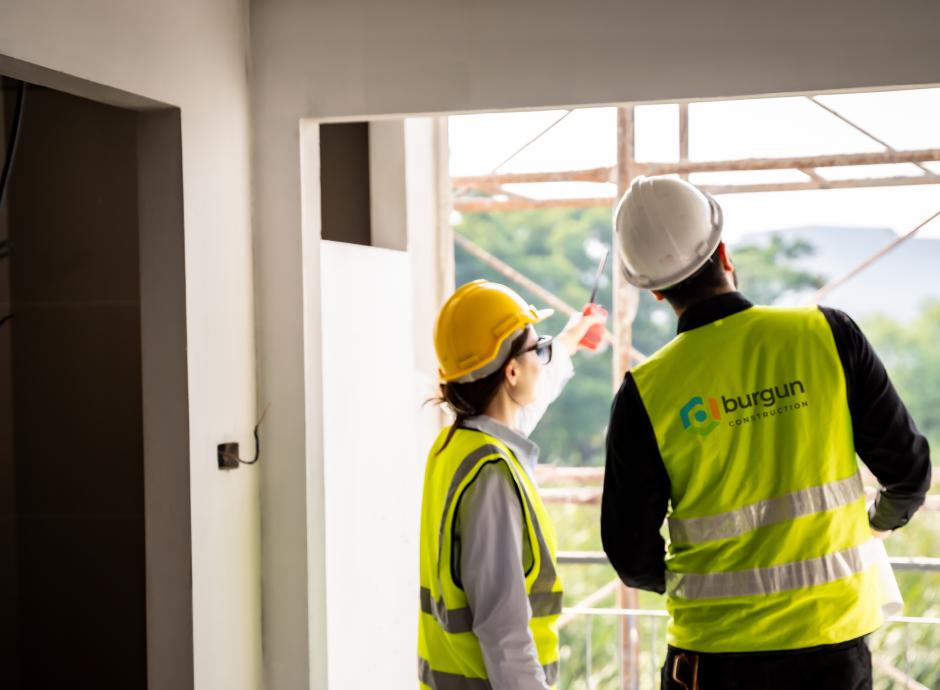 back of building contractors on site